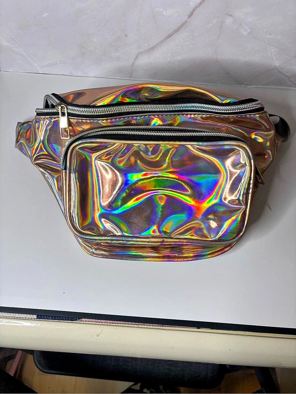 Holographic Crossbody Bag in Gold Like New